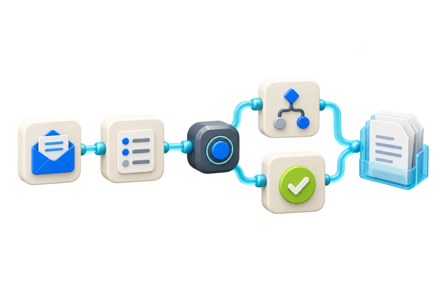 Illustration of connected tasks with a human approval step.