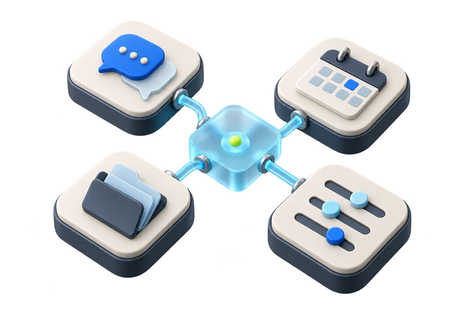 Illustration of connected business applications.